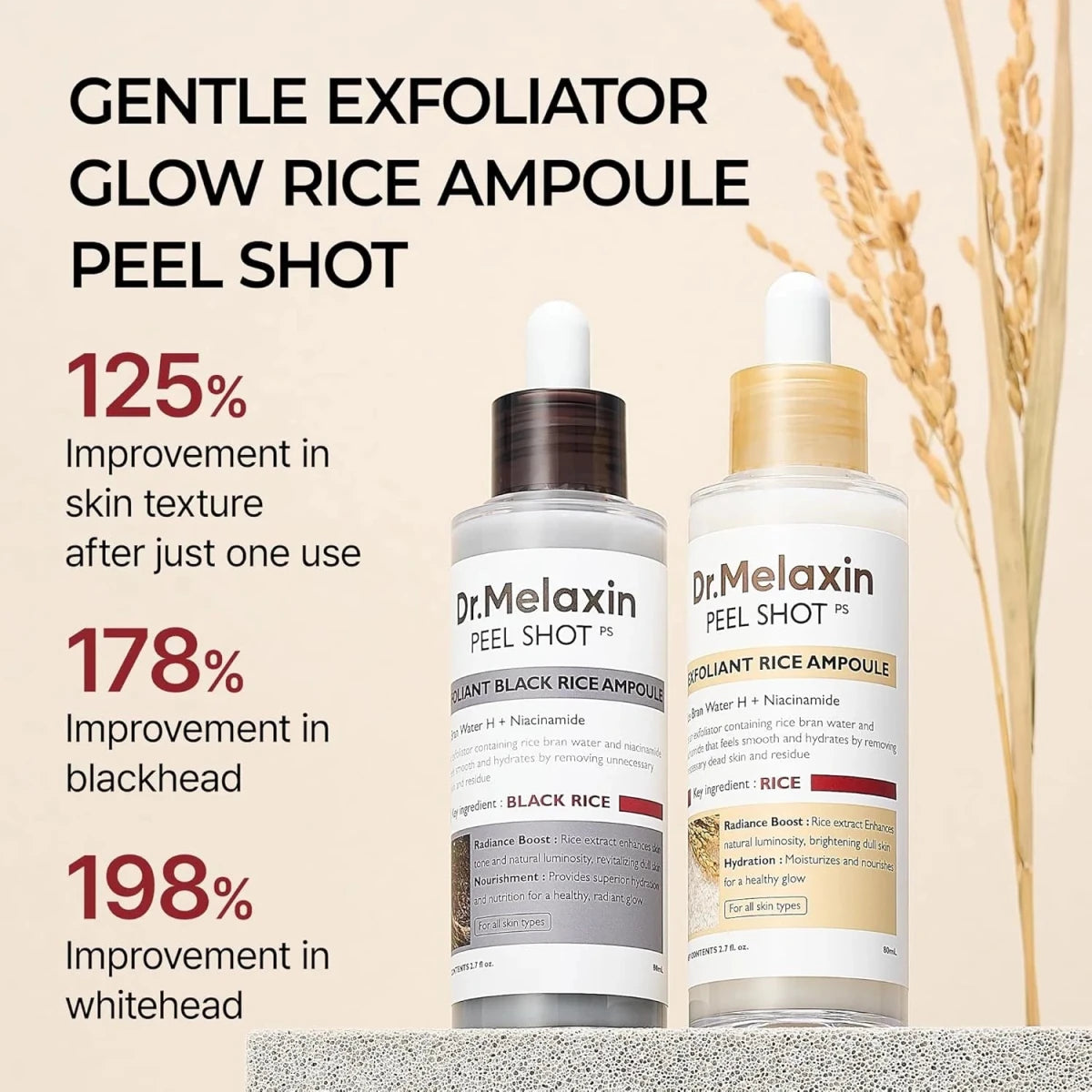 Dr.Melaxin Peel Shot Exfoliating White Rice Ampoule 80ml | Lakinza K - beauty Canada