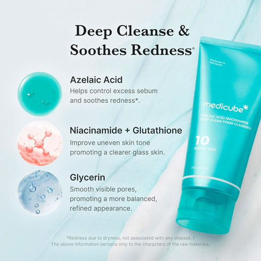 medicube Azelaic Acid Niacinamide Deep Clean Foam Cleanser 120g | Lakinza K - beauty Canada