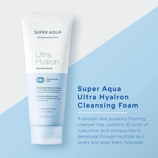 MISSHA Super Aqua Ultra Hyalron Cleansing Foam 200ml | Lakinza K - beauty Canada