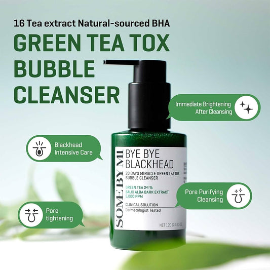SOME BY MI Bye Bye Blackhead 30 Days Miracle Green Tea Tox Bubble Cleanser 120g | Lakinza K - beauty Canada