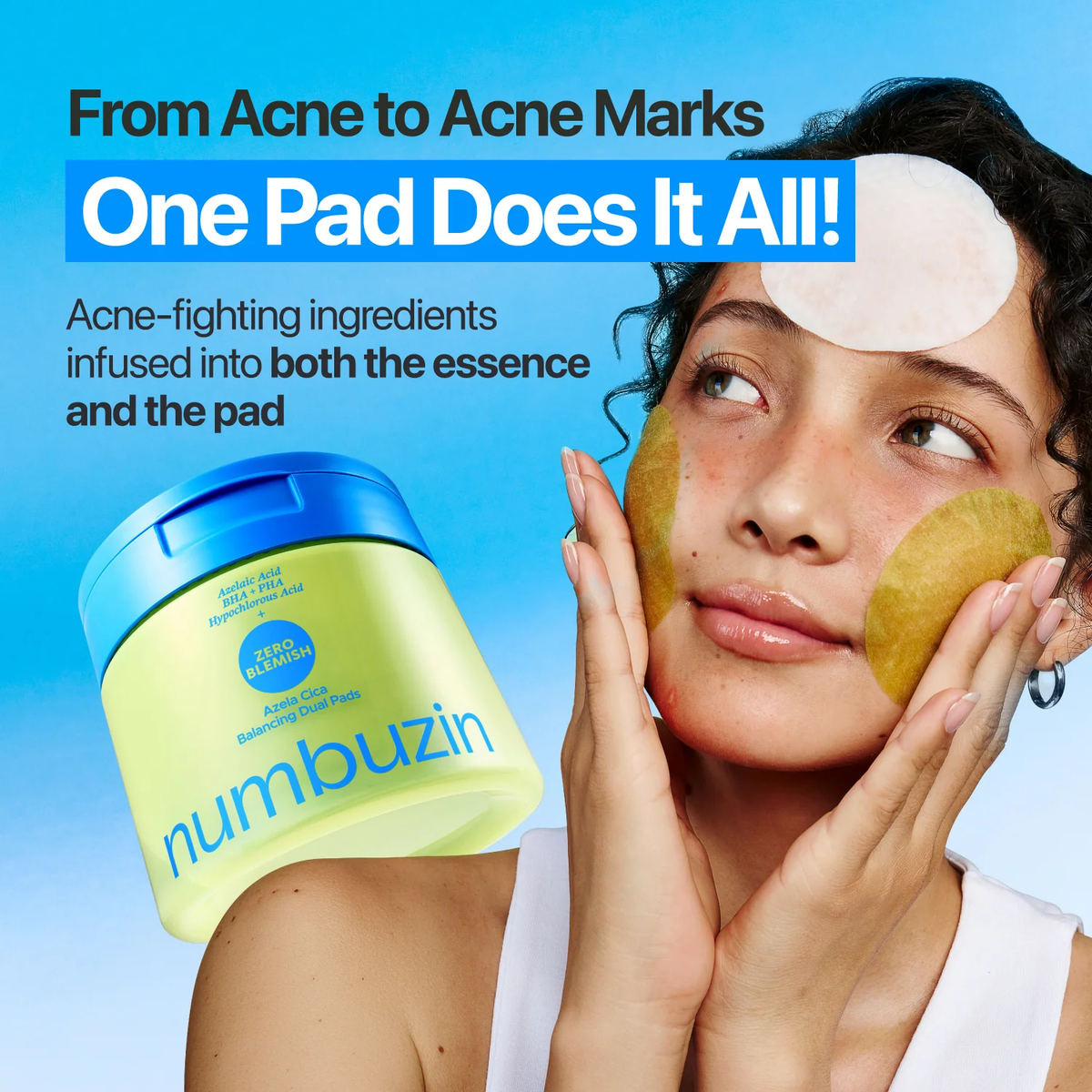 numbuzin Zero Blemish Azela Cica Balancing Dual Pads 210ml / 60pads-3