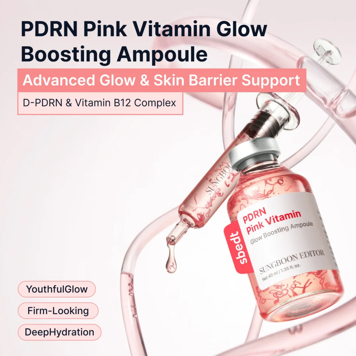 Sungboon Editor PDRN Pink Vitamin Glow Boosting Ampoule 40ml-4