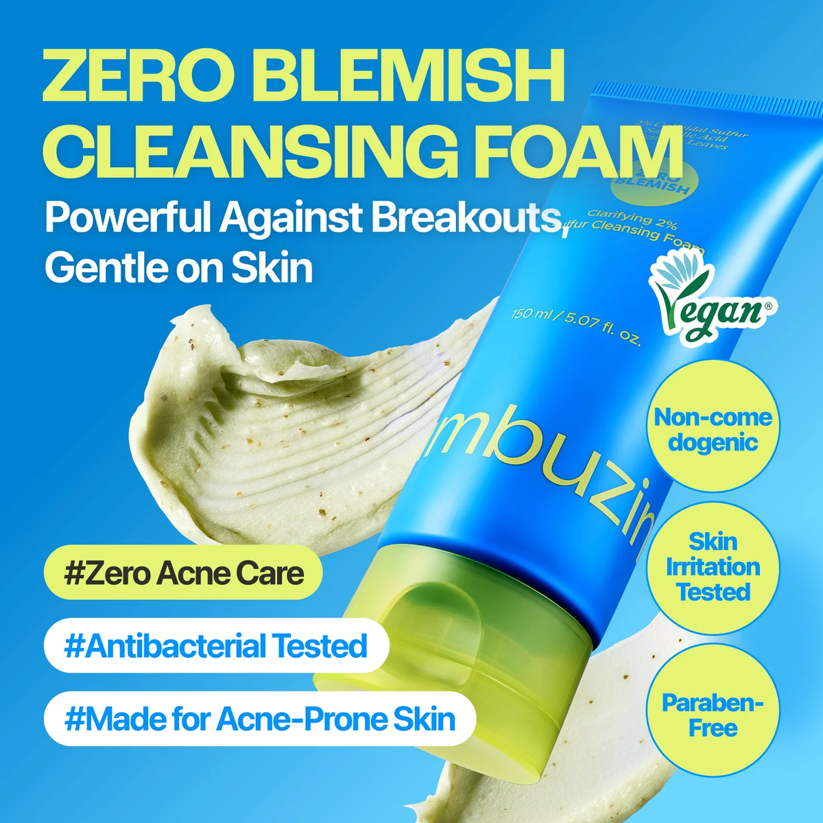 numbuzin Zero Blemish Clarifying 2% Sulfur Cleansing Foam 150ml-2