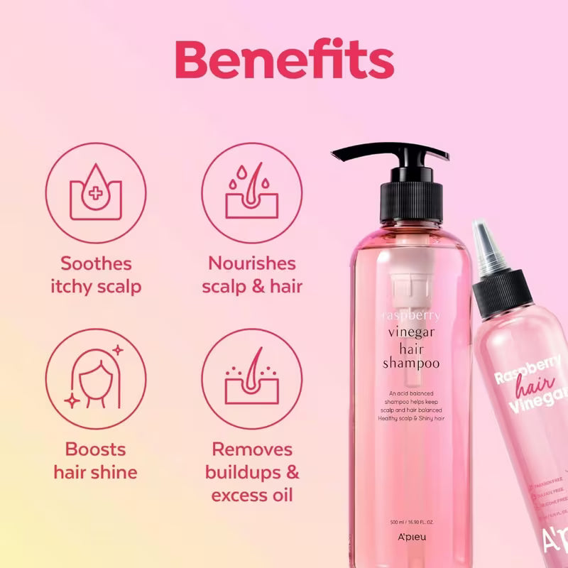 APIEU Raspberry Vinegar Hair Shampoo 500ml Lakinza K-beauty