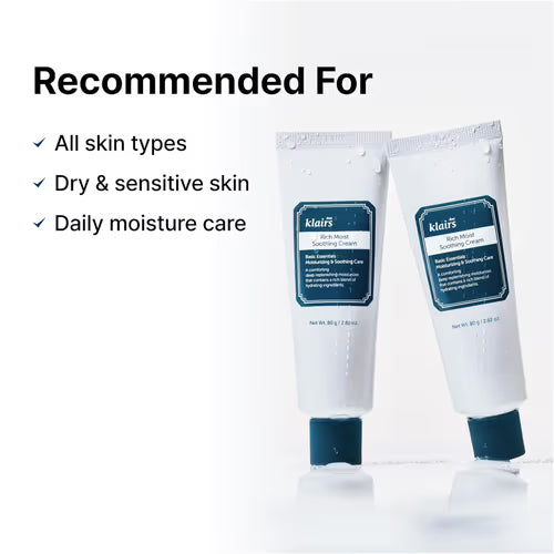 Dear, Klairs Rich Moist Soothing Cream 80ml Lakinza K-beauty
