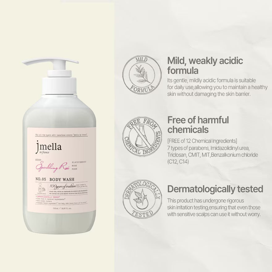 Jmella In France Sparkling Rose Body Wash 500ml Lakinza K-beauty