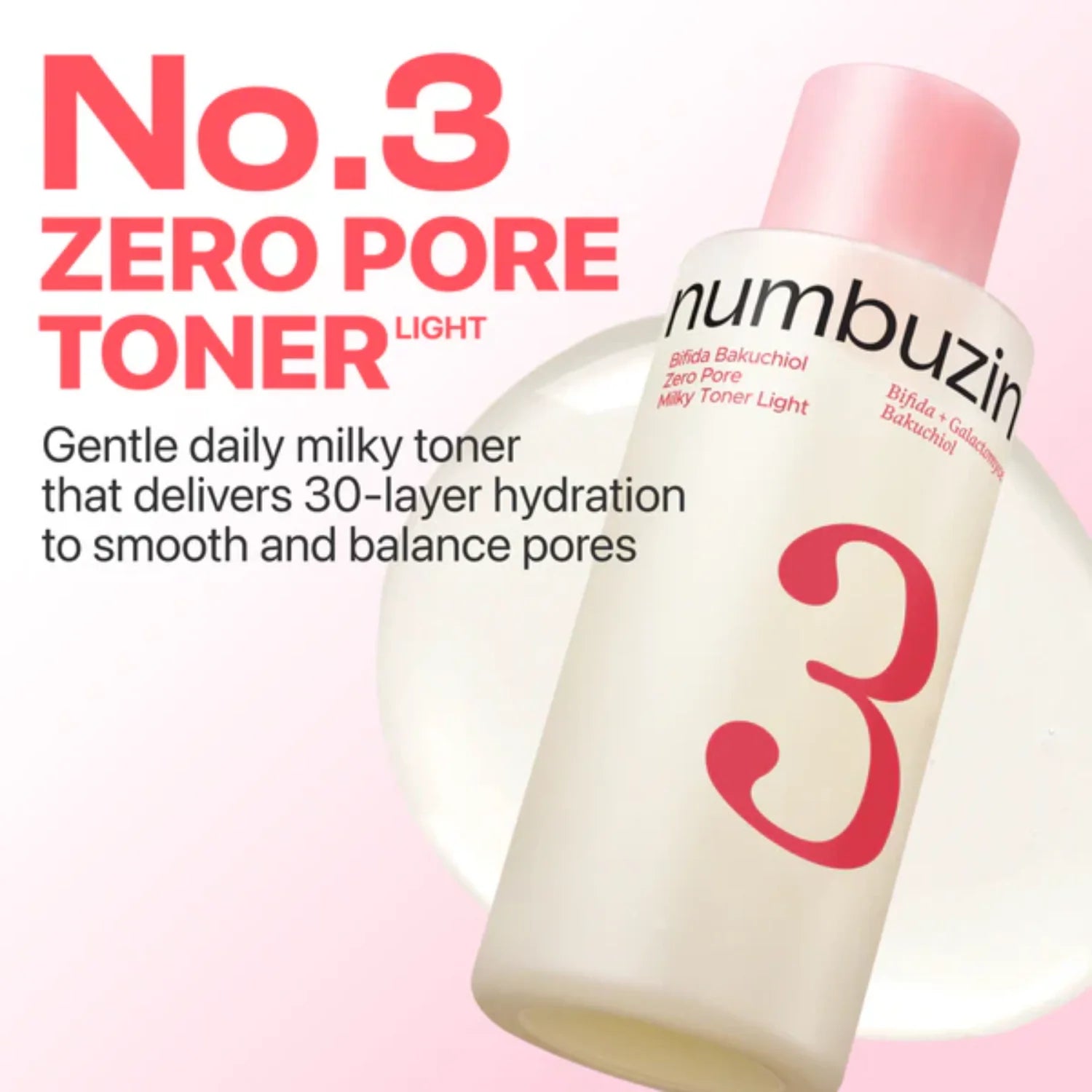 Numbuzin No.3 Bifida Bakuchiol Zero Pore Milky Toner Light 200ml