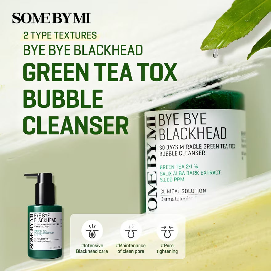 SOME BY MI Bye Bye Blackhead 30 Days Miracle Green Tea Tox Bubble Cleanser 120g Lakinza K-beauty