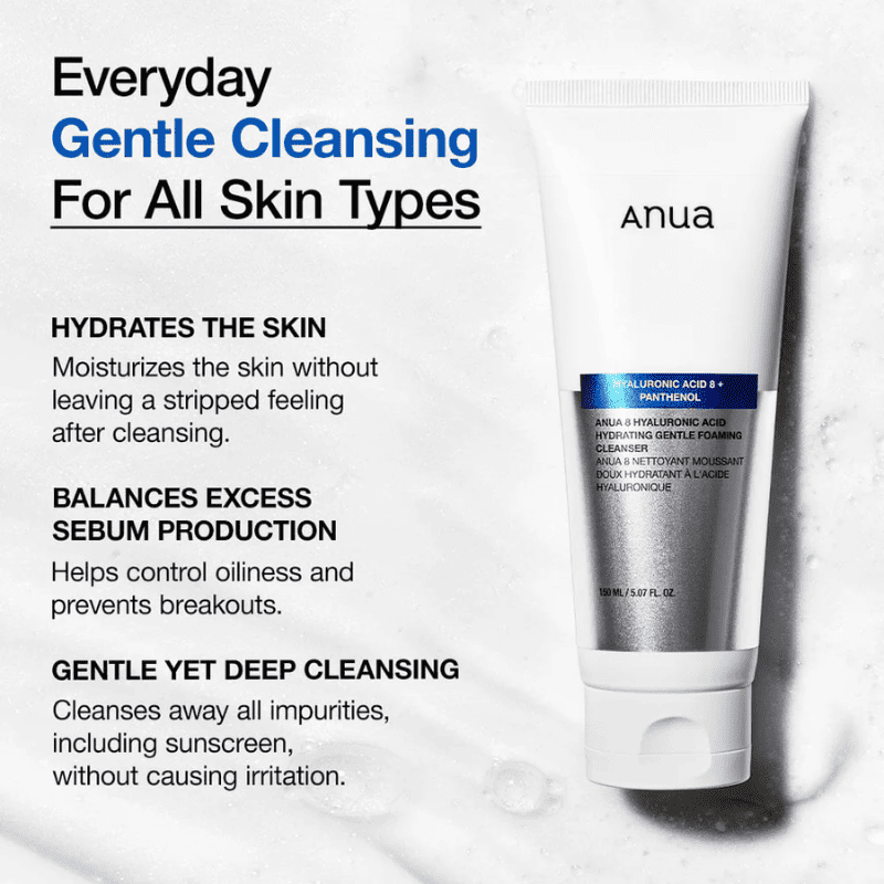 Anua 8 Hyaluronic Acid Hydrating Gentle Foaming Cleanser 150ml Lakinza K-beauty