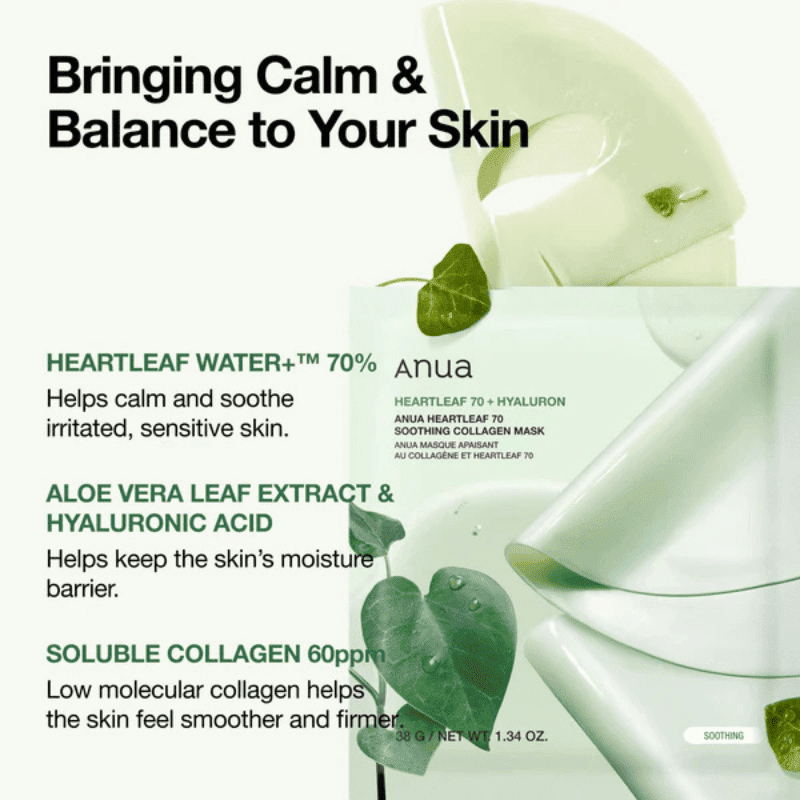 Anua Heartleaf 70 Soothing Collagen Mask 38g Lakinza K-beauty