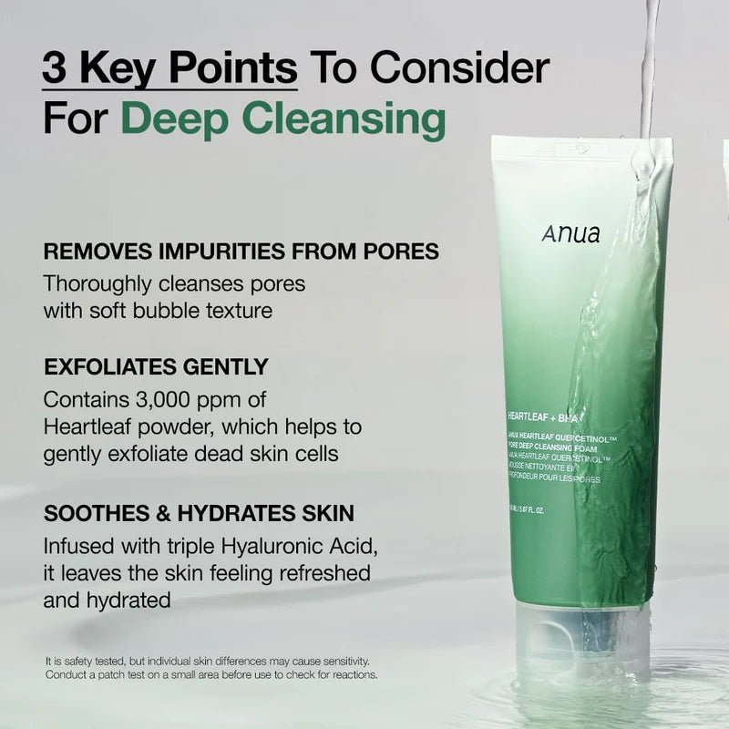 Anua Heartleaf Quercetinol Pore Deep Cleansing Foam 150ml | Lakinza K - beauty Canada