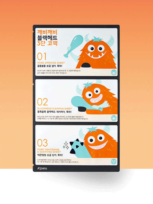 APIEU Goblin Blackhead 3-Step Nose Sheet 6.2g Lakinza K-beauty