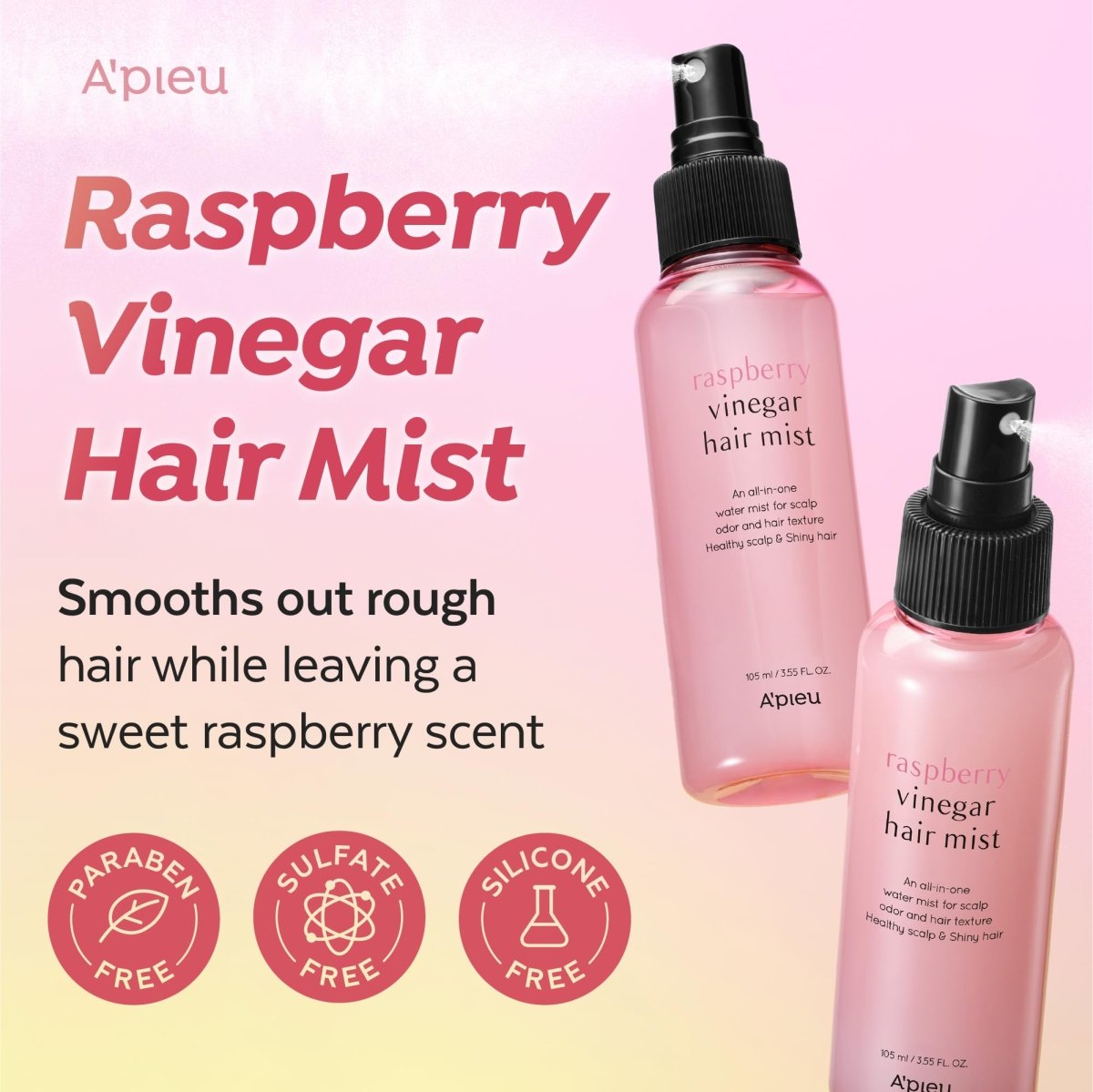APIEU Raspberry Vinegar Hair Mist 105ml | Lakinza K - beauty Canada