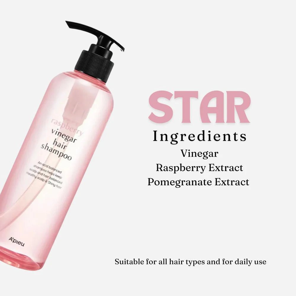 APIEU Raspberry Vinegar Hair Shampoo 500ml Lakinza K-beauty