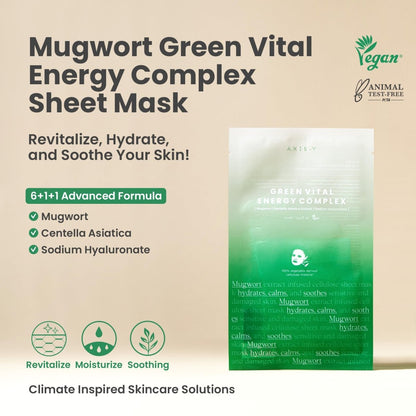 Axis - y Mugwort Green Vital Energy Complex Sheet Mask 27ml | Lakinza K - beauty Canada