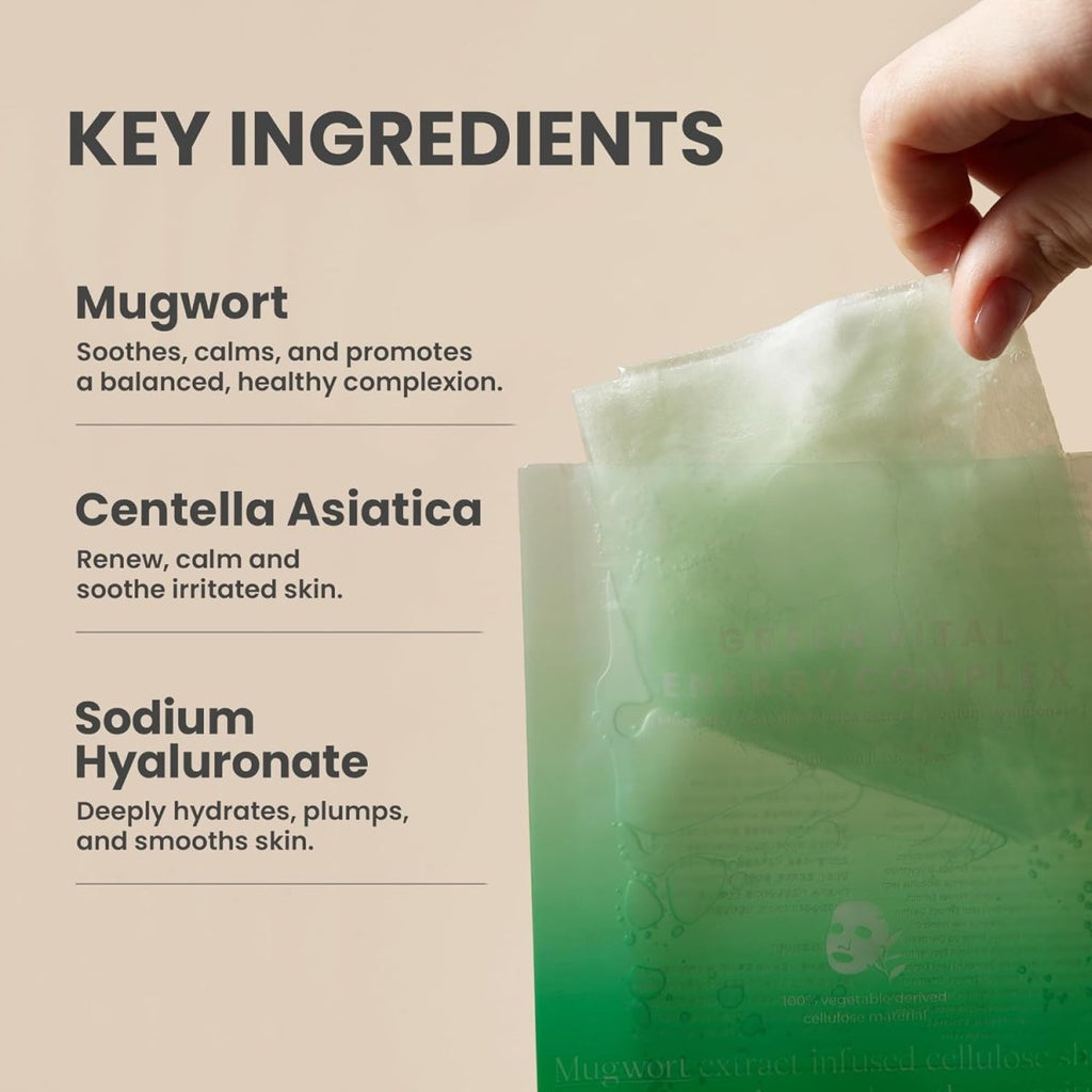 Axis - y Mugwort Green Vital Energy Complex Sheet Mask 27ml | Lakinza K - beauty Canada