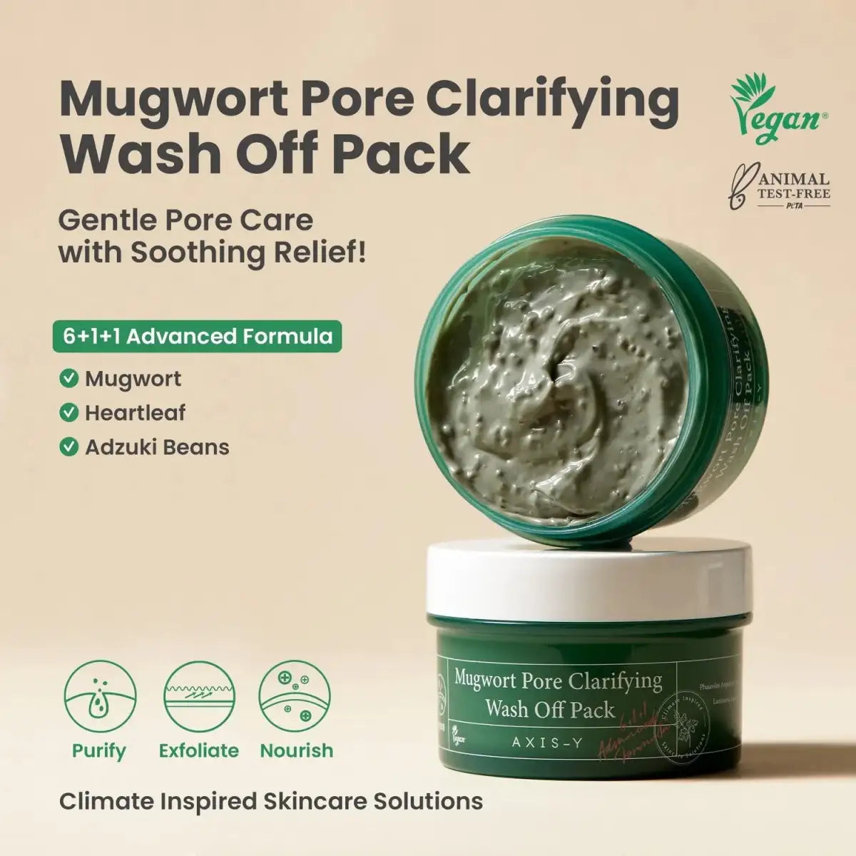 Axis-y Mugwort Pore Clarifying Wash Off Pack 100ml Lakinza K-beauty