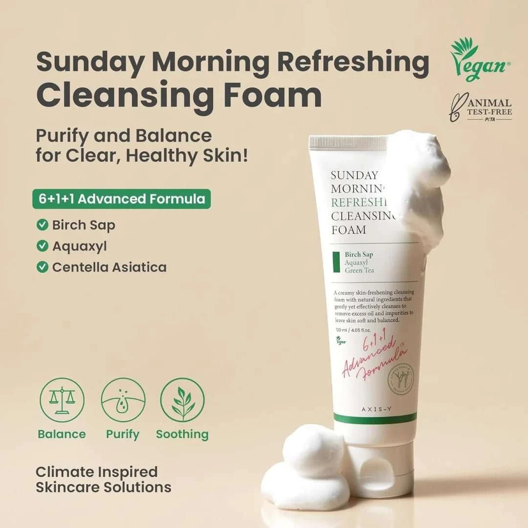 Axis-y Sunday Morning Refreshing Cleansing Foam 120ml Lakinza K-beauty