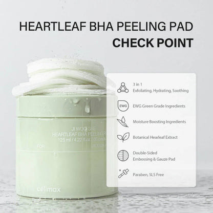 Celimax Ji Woo Gae Heartleaf BHA Peeling Pad 125ml / 60pads | Lakinza K - beauty Canada