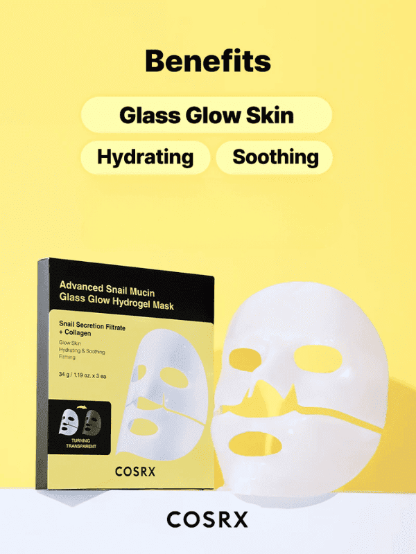 COSRX Advanced Snail Mucin Glass Glow Hydrogel Mask 35g Lakinza K-beauty