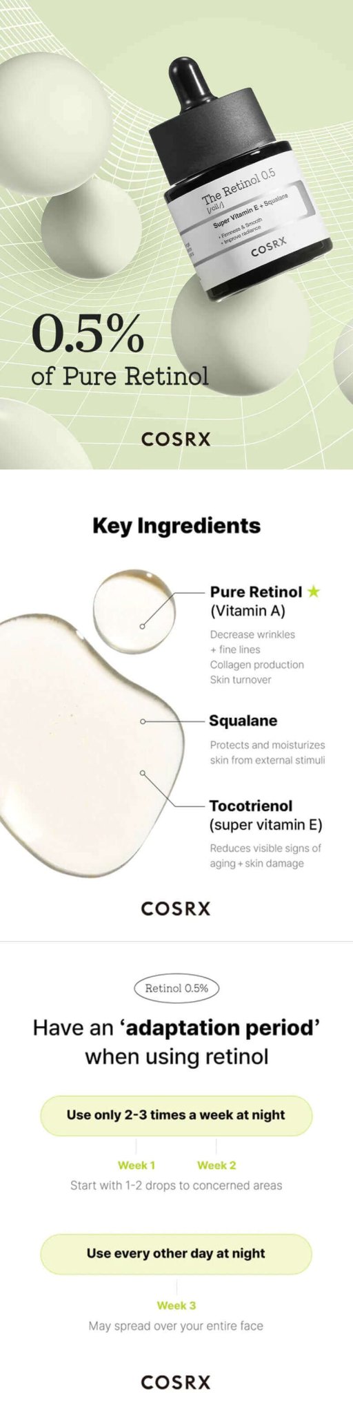 COSRX The Retinol 0.5 Oil 20ml Lakinza K-beauty