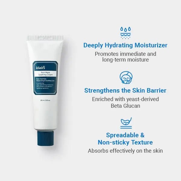 Dear, Klairs Rich Moist Soothing Cream 80ml | Lakinza K - beauty Canada