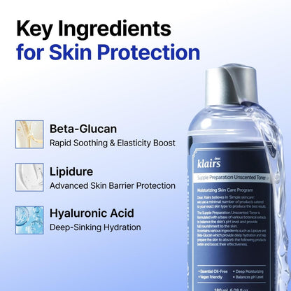 Dear, Klairs Supple Preparation Unscented Toner 180ml | Lakinza K - beauty Canada