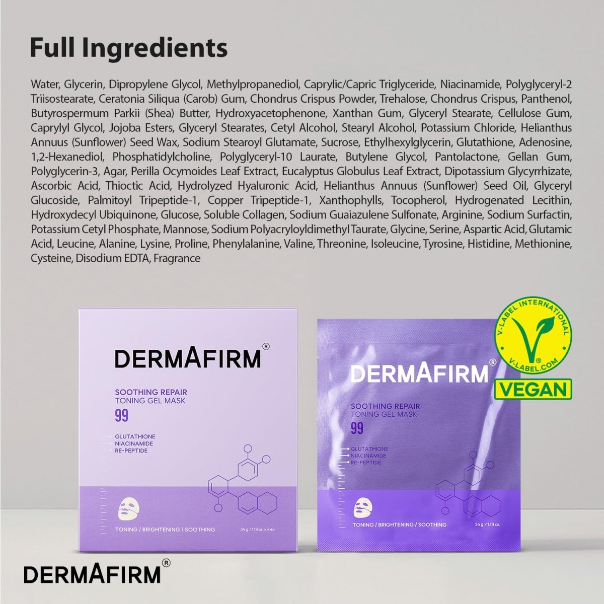 Dermafirm Soothing Toning Gel Mask R4 34g Lakinza K-beauty