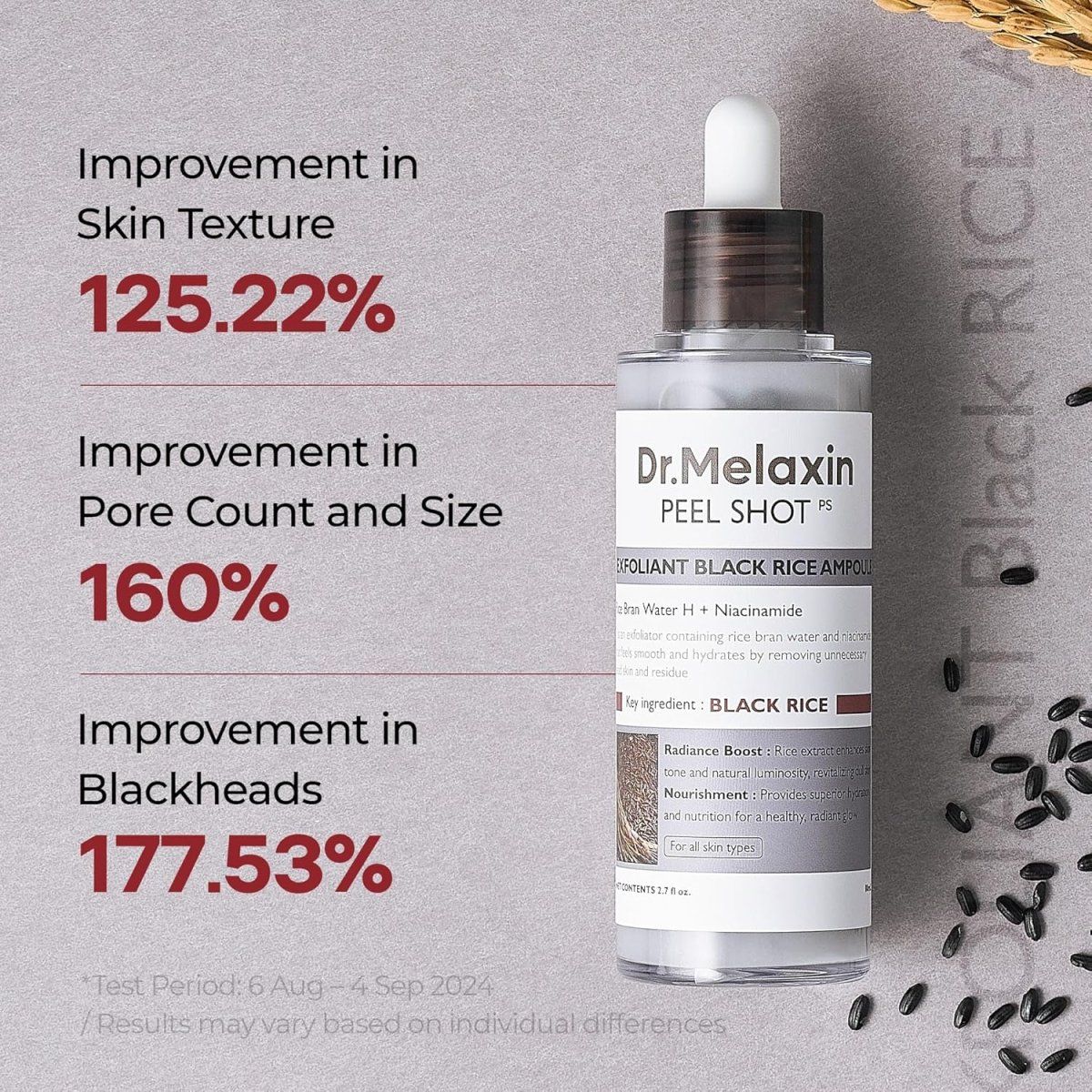 Dr.Melaxin Peel Shot Exfoliating Black Rice Ampoule 80ml Lakinza K-beauty