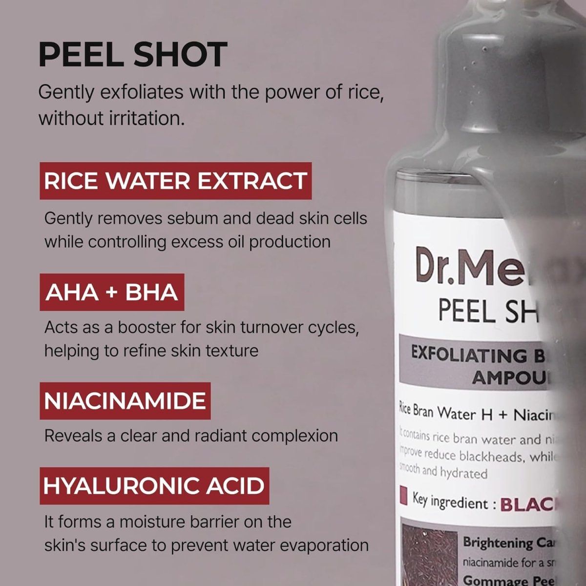 Dr.Melaxin Peel Shot Exfoliating Black Rice Ampoule 80ml Lakinza K-beauty