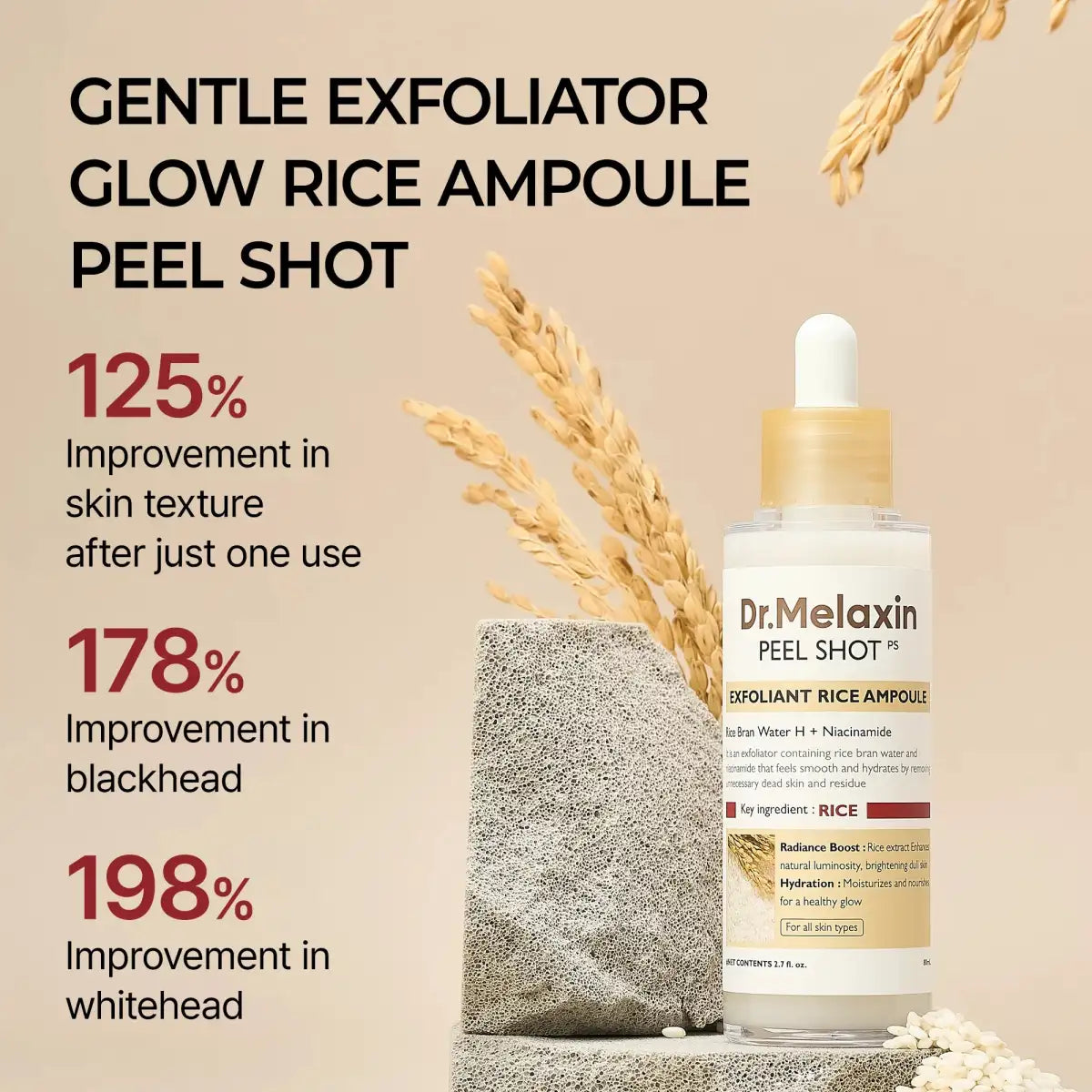 Dr.Melaxin Peel Shot Exfoliating White Rice Ampoule 80ml Lakinza K-beauty