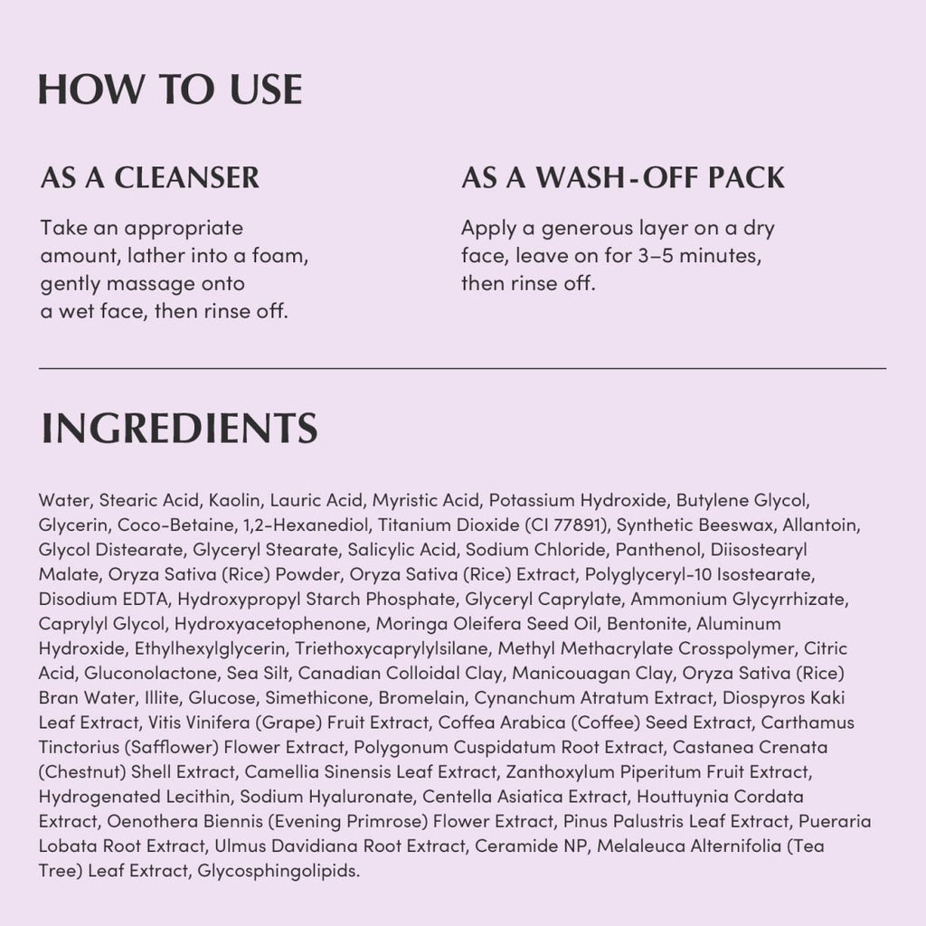 Eqqualberry Purple Rice Pore Purifying Pack Cleanser 130g | Lakinza K - beauty Canada