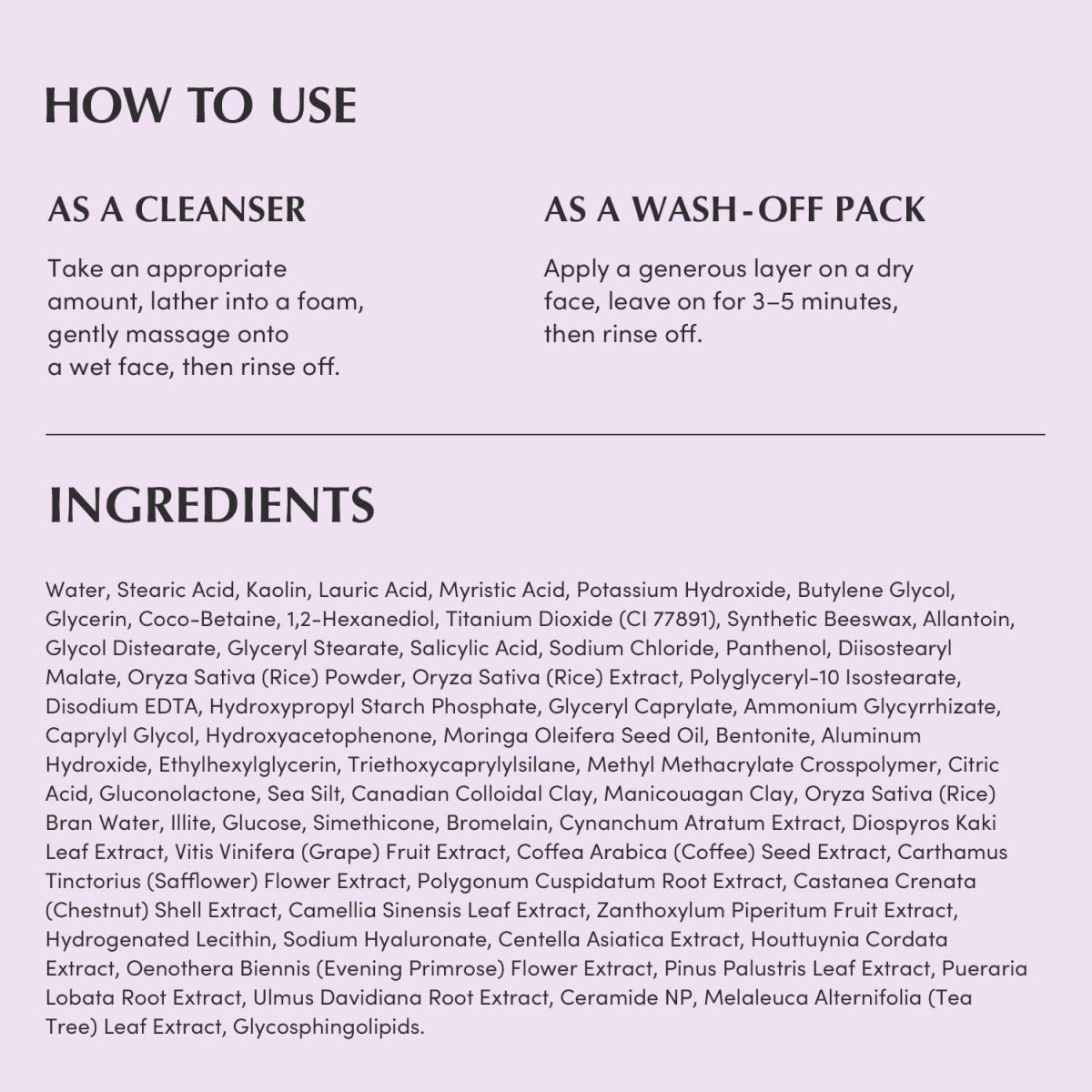 Eqqualberry Purple Rice Pore Purifying Pack Cleanser 130g | Lakinza K - beauty Canada