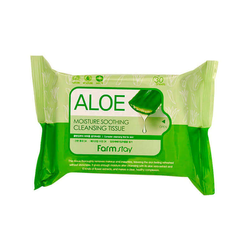 Farm Stay Aloe Moisture Soothing Cleansing Tissue 30 sheets Lakinza K-beauty