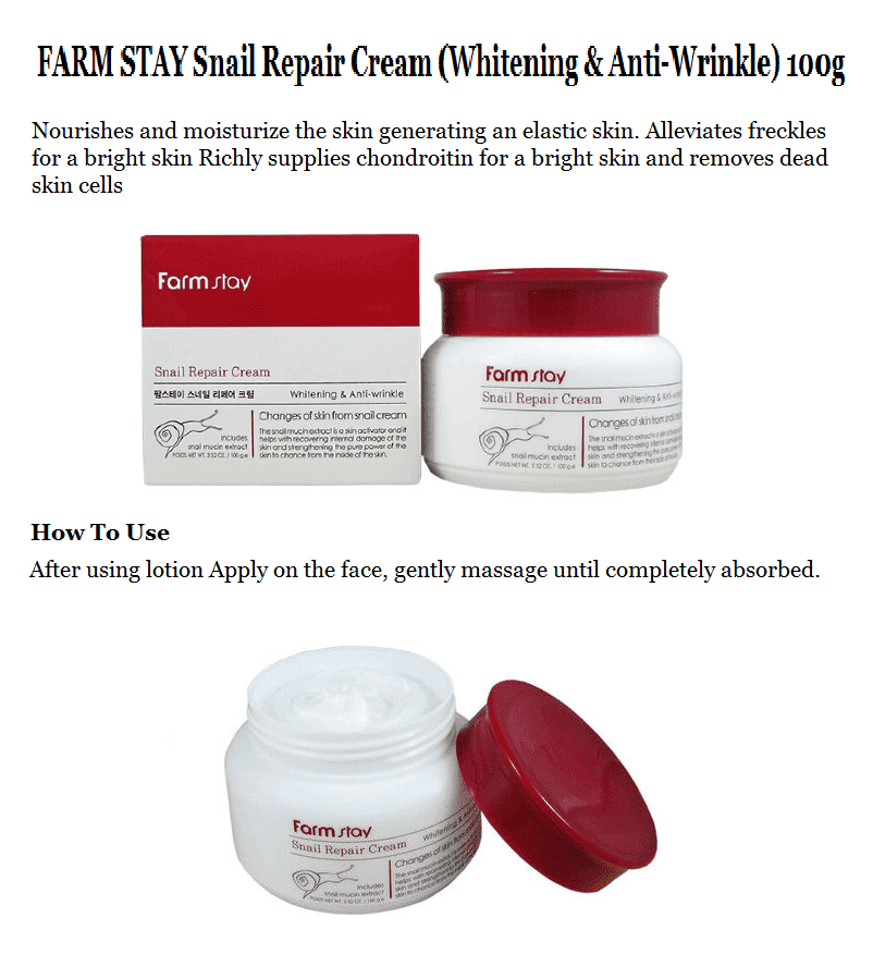 Farm Stay Snail Repair Cream 100g Lakinza K-beauty