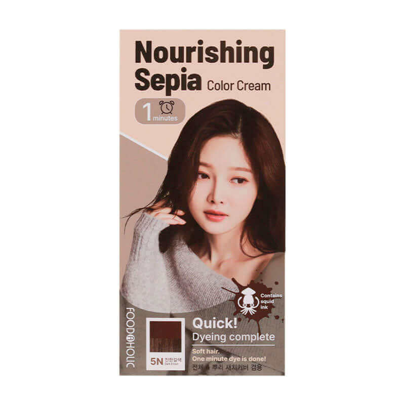 Foodaholic Nourishing Sepia Color Cream 1min 5N Dark Brown 60g Lakinza K-beauty