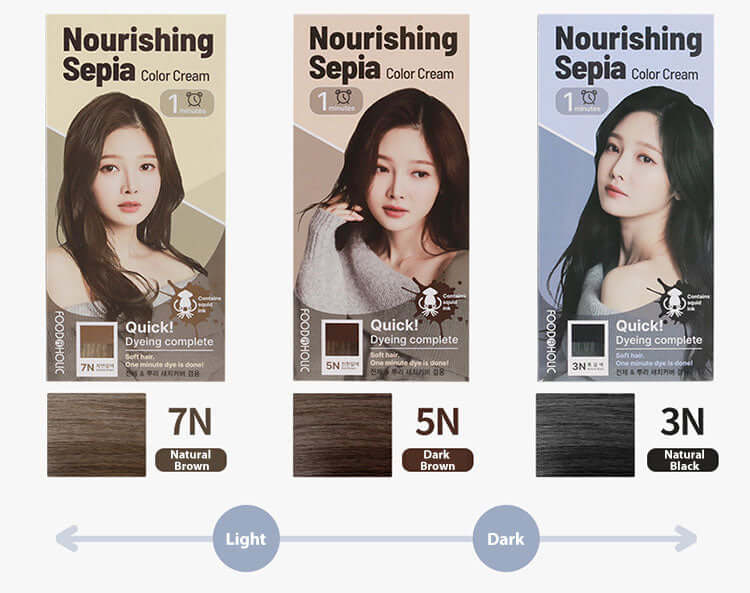 Foodaholic Nourishing Sepia Color Cream 1min 5N Dark Brown 60g Lakinza K-beauty