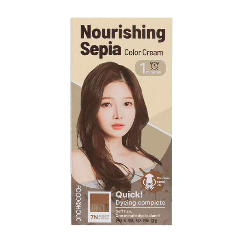 Foodaholic Nourishing Sepia Color Cream 1min 7N Natural Brown 60g Lakinza K-beauty