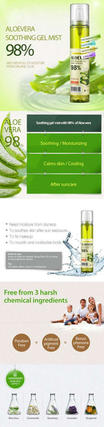 From Nature Aloevera 98% Soothing Gel Mist 120ml Lakinza K-beauty