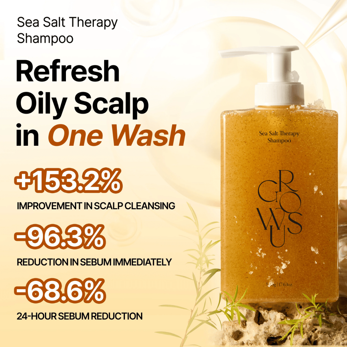 GROWUS Sea Salt Therapy Shampoo 500ml Lakinza K-beauty