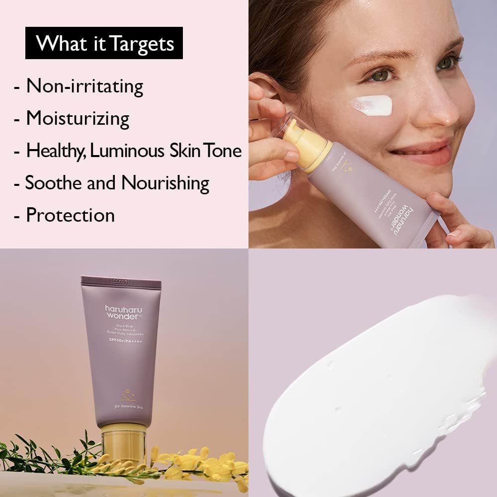 haruharu wonder Black Rice Pure Mineral Relief Daily Sunscreen SPF50+/PA++++ 50ml Lakinza K-beauty