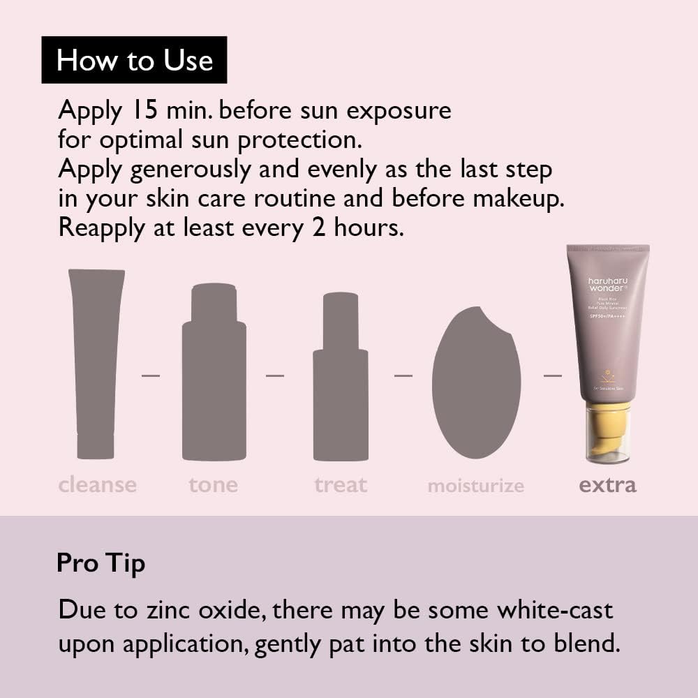 haruharu wonder Black Rice Pure Mineral Relief Daily Sunscreen SPF50+/PA++++ 50ml Lakinza K-beauty