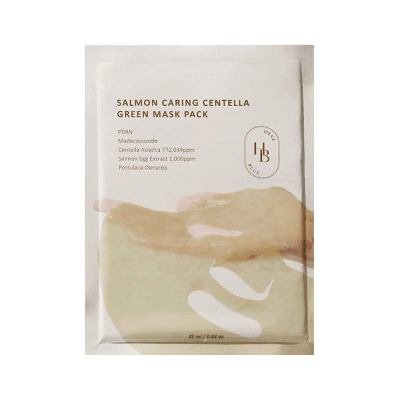 HEVEBLUE Salmon Caring Centella Green Mask 25ml - 1 PC Lakinza K-beauty