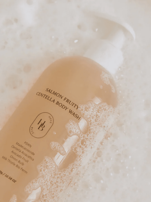 HEVEBLUE Salmon Fruity Centella Body Wash 300ml | Lakinza K - beauty Canada