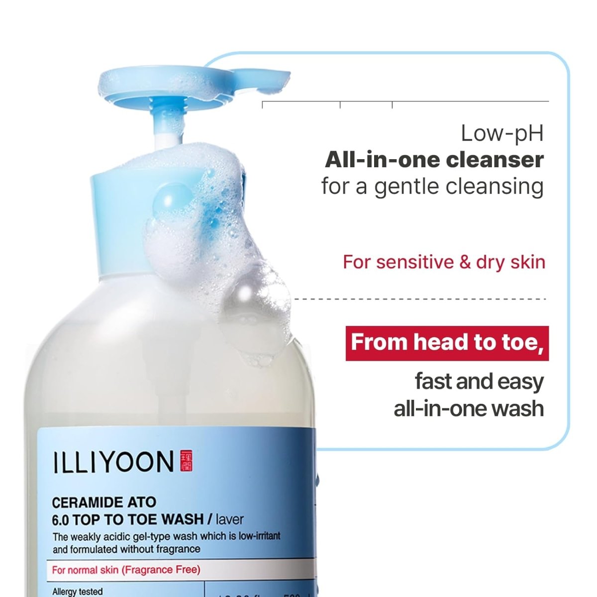 Illiyoon Ceramide Ato 6.0 Top to Toe Wash 500ml | Lakinza K - beauty Canada