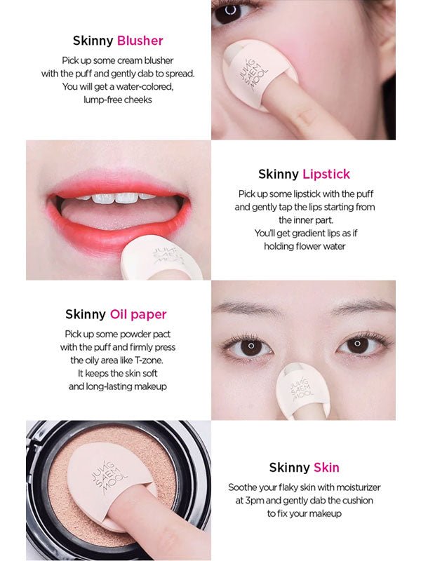 JUNGSAEMMOOL Skinny-Tap Puff (Macaron Edition) 3 PCS Lakinza K-beauty