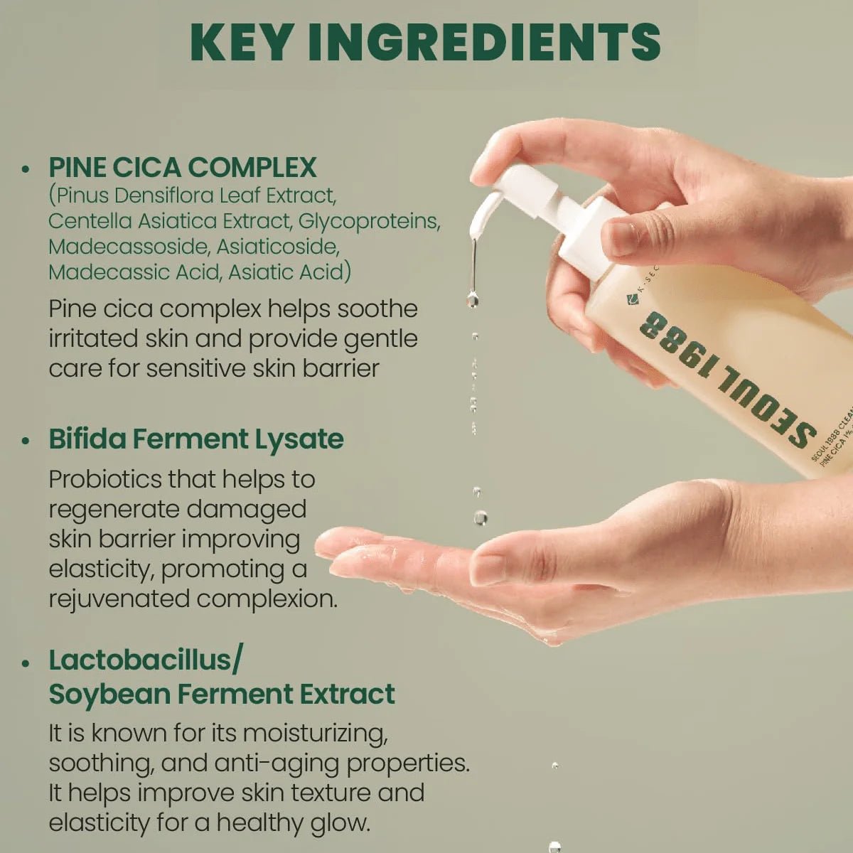 KSECRET SEOUL 1988 Cleansing Oil: Pine Cica 1% + Probiotics 200ml | Lakinza K - beauty Canada