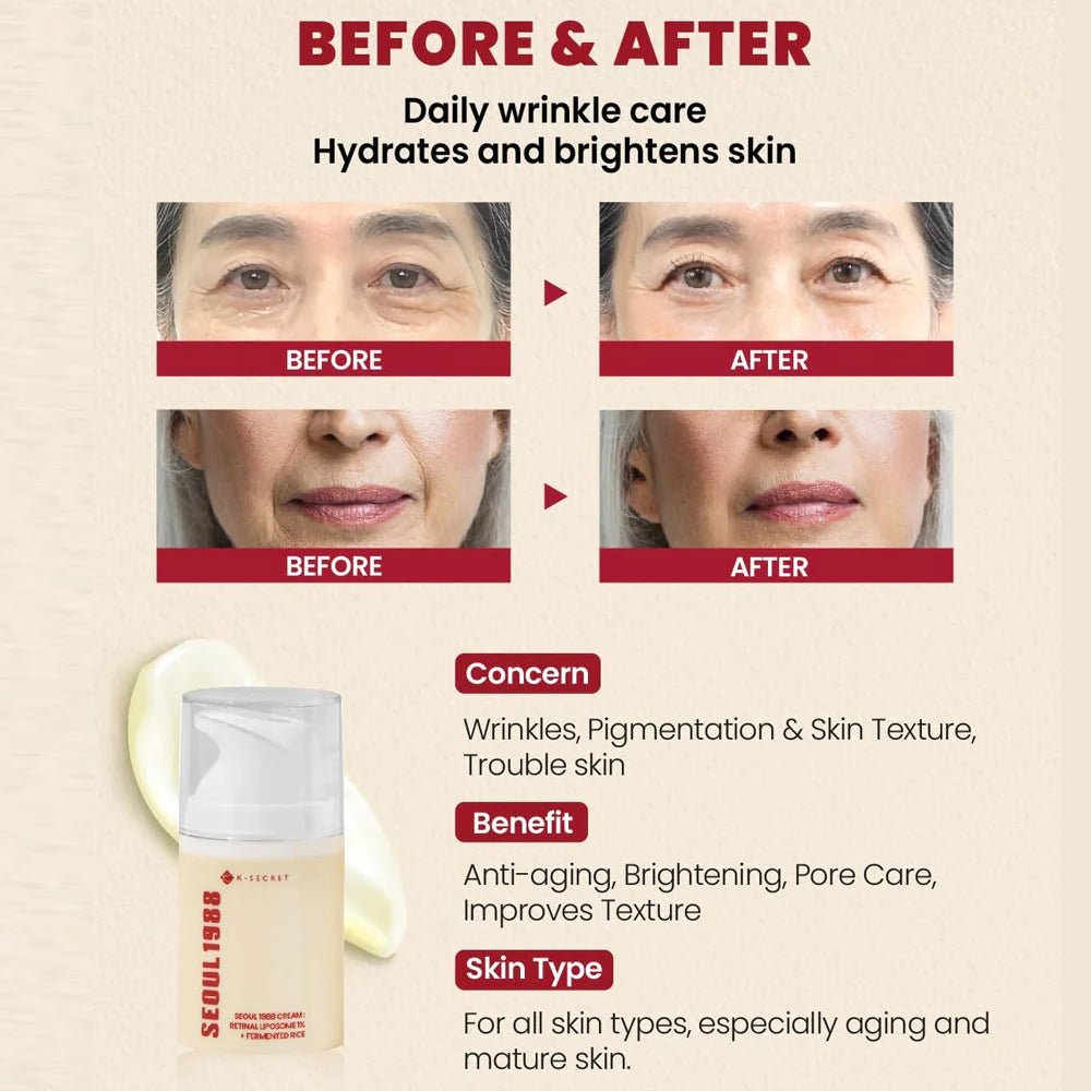 KSECRET SEOUL 1988 Cream: Retinal Liposome 1% + Fermented Rice 50ml | Lakinza K - beauty Canada