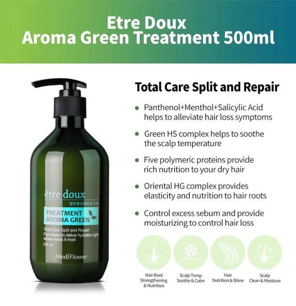 Medi Flower Etre doux Aroma Green Hair Treatment 500ml | Lakinza K - beauty Canada