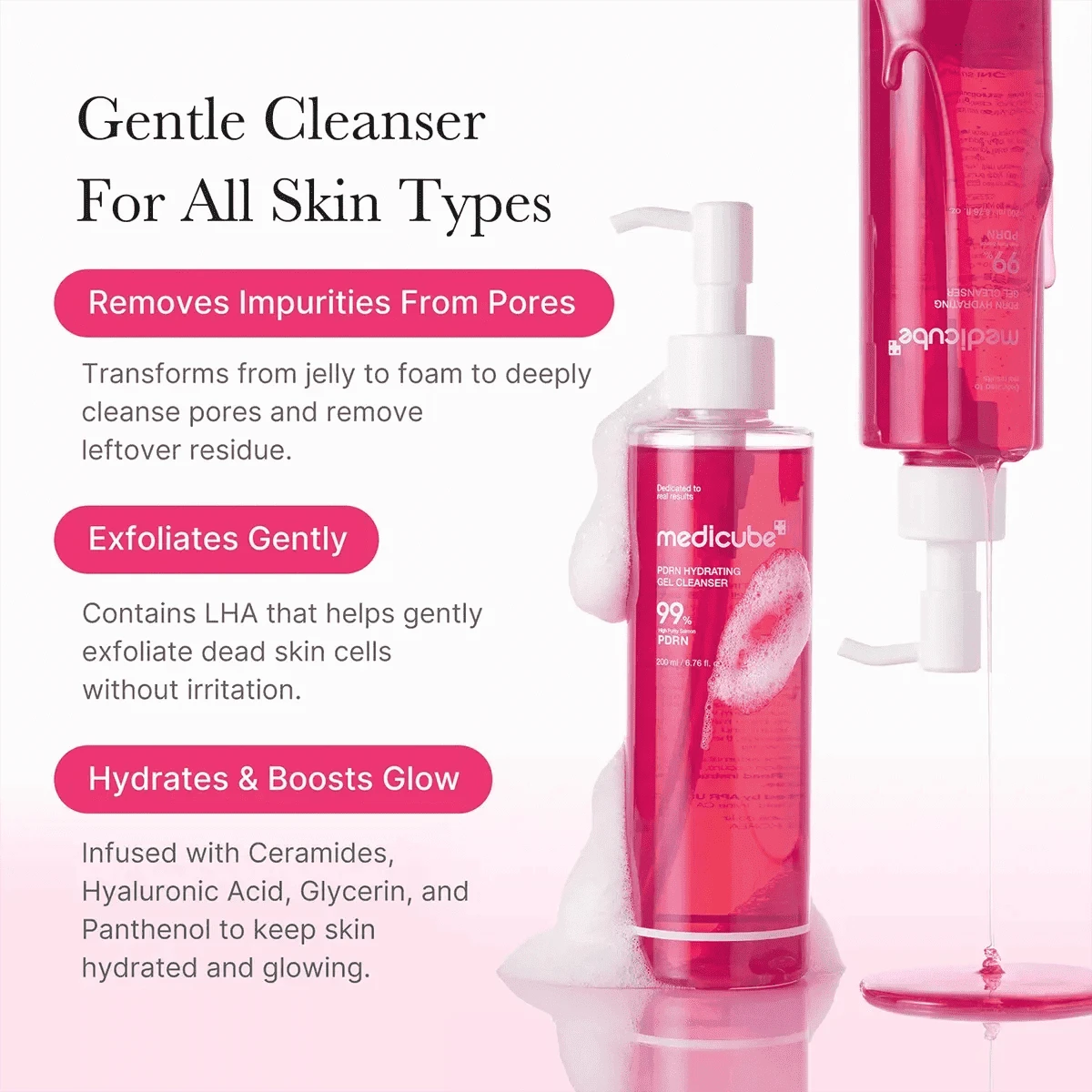 Medicube PDRN Hydrating Gel Cleanser 200ml Lakinza K-beauty